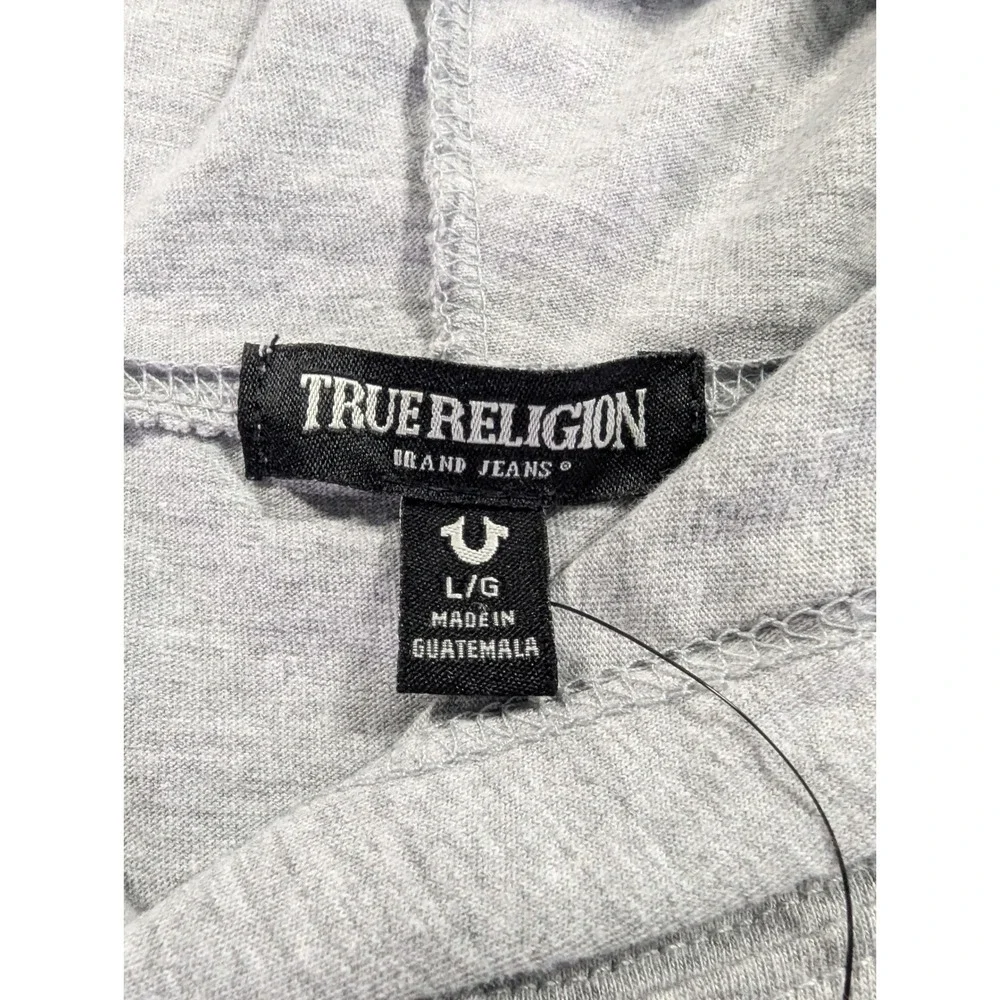 True Religion Mens Buddha World Tour Sleeveless Hooded Tank Top Heather Grey L